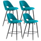 Contemporary Metal Upholstered Barstool Bristol Bar Stool with Low Back for Kitchen Blue 4 Piece Set Clearhalo 'Bar Furniture' 'Bar Stools' 'bar_stools' 'furn' 'furn_bar_stools' 'furniture_bar_stools' 'Kitchen & Dining Furniture' 'kitchen&dining_furn' 'kitchen' 'kitchen_furn' Furniture' 4471630