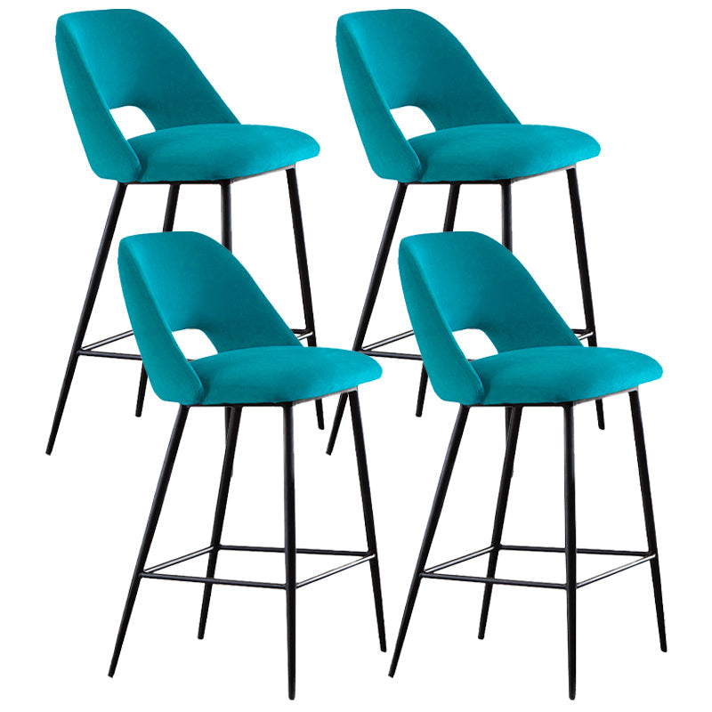 Contemporary Metal Upholstered Barstool Bristol Bar Stool with Low Back for Kitchen Blue 4 Piece Set Clearhalo 'Bar Furniture' 'Bar Stools' 'bar_stools' 'furn' 'furn_bar_stools' 'furniture_bar_stools' 'Kitchen & Dining Furniture' 'kitchen&dining_furn' 'kitchen' 'kitchen_furn' Furniture' 4471630