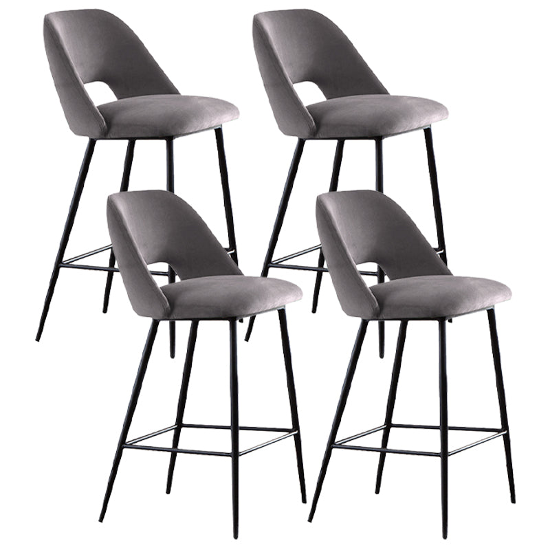 Contemporary Metal Upholstered Barstool Bristol Bar Stool with Low Back for Kitchen Light Gray 4 Piece Set Clearhalo 'Bar Furniture' 'Bar Stools' 'bar_stools' 'furn' 'furn_bar_stools' 'furniture_bar_stools' 'Kitchen & Dining Furniture' 'kitchen&dining_furn' 'kitchen' 'kitchen_furn' Furniture' 4471631