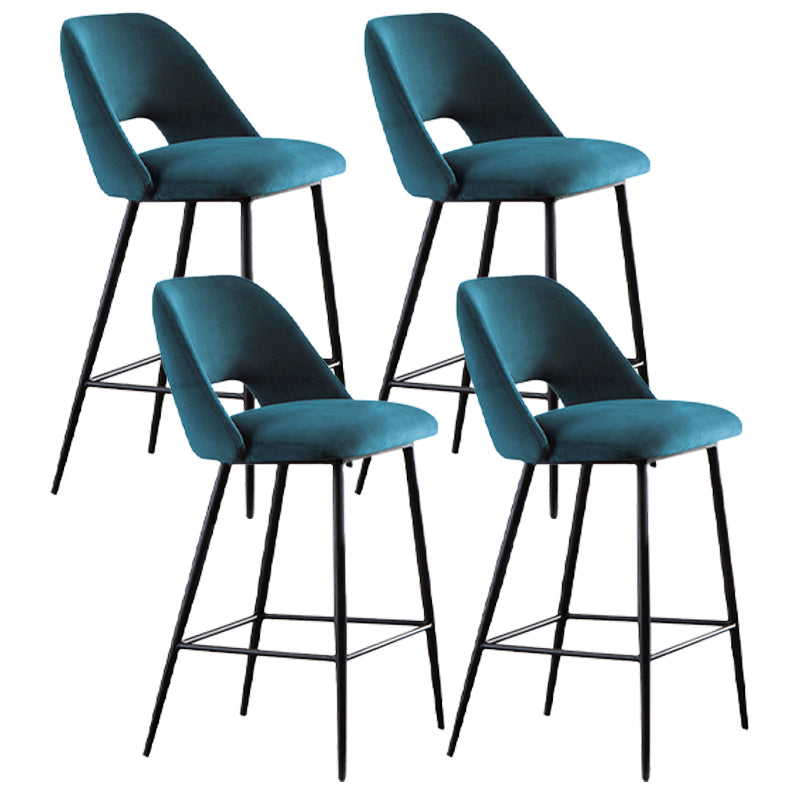 Contemporary Metal Upholstered Barstool Bristol Bar Stool with Low Back for Kitchen Sky Blue 4 Piece Set Clearhalo 'Bar Furniture' 'Bar Stools' 'bar_stools' 'furn' 'furn_bar_stools' 'furniture_bar_stools' 'Kitchen & Dining Furniture' 'kitchen&dining_furn' 'kitchen' 'kitchen_furn' Furniture' 4471632