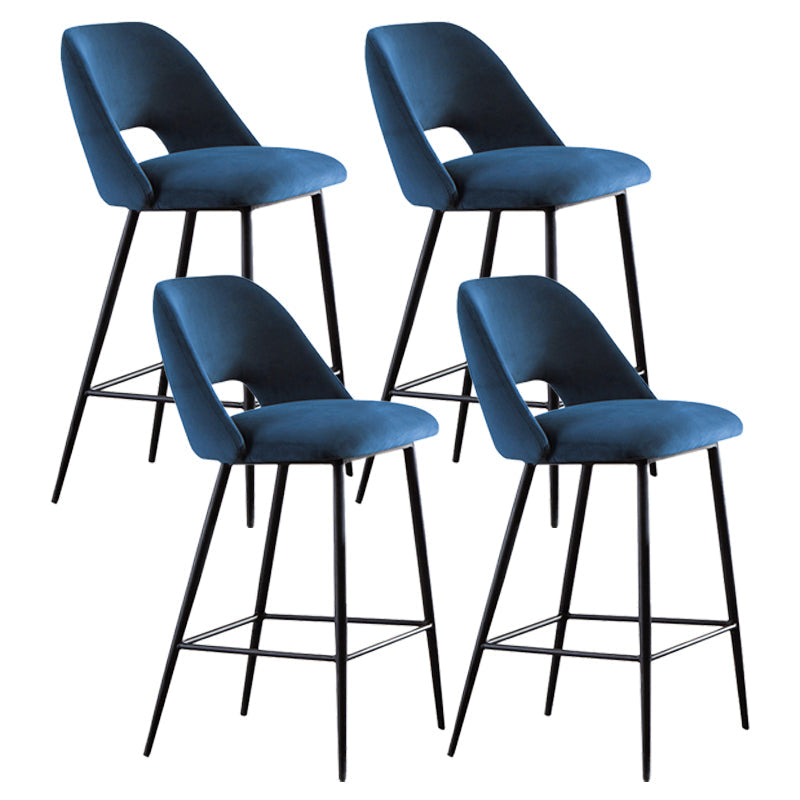 Contemporary Metal Upholstered Barstool Bristol Bar Stool with Low Back for Kitchen Dark Blue 4 Piece Set Clearhalo 'Bar Furniture' 'Bar Stools' 'bar_stools' 'furn' 'furn_bar_stools' 'furniture_bar_stools' 'Kitchen & Dining Furniture' 'kitchen&dining_furn' 'kitchen' 'kitchen_furn' Furniture' 4471633
