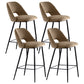 Contemporary Metal Upholstered Barstool Bristol Bar Stool with Low Back for Kitchen Light Camel 4 Piece Set Clearhalo 'Bar Furniture' 'Bar Stools' 'bar_stools' 'furn' 'furn_bar_stools' 'furniture_bar_stools' 'Kitchen & Dining Furniture' 'kitchen&dining_furn' 'kitchen' 'kitchen_furn' Furniture' 4471634
