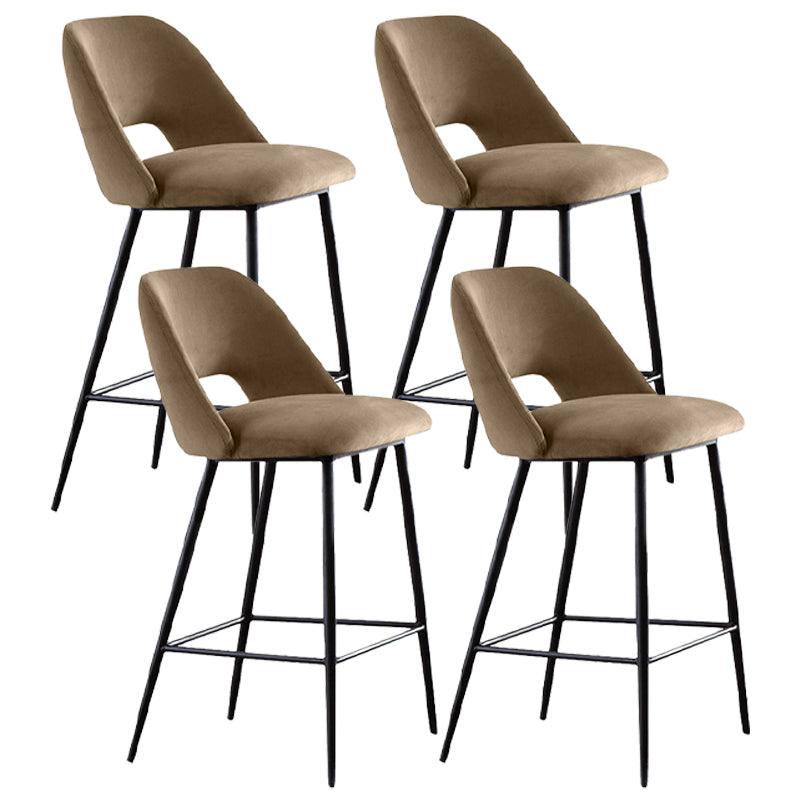 Contemporary Metal Upholstered Barstool Bristol Bar Stool with Low Back for Kitchen Light Camel 4 Piece Set Clearhalo 'Bar Furniture' 'Bar Stools' 'bar_stools' 'furn' 'furn_bar_stools' 'furniture_bar_stools' 'Kitchen & Dining Furniture' 'kitchen&dining_furn' 'kitchen' 'kitchen_furn' Furniture' 4471634