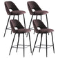 Contemporary Metal Upholstered Barstool Bristol Bar Stool with Low Back for Kitchen Dark Gray 4 Piece Set Clearhalo 'Bar Furniture' 'Bar Stools' 'bar_stools' 'furn' 'furn_bar_stools' 'furniture_bar_stools' 'Kitchen & Dining Furniture' 'kitchen&dining_furn' 'kitchen' 'kitchen_furn' Furniture' 4471635