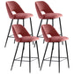 Contemporary Metal Upholstered Barstool Bristol Bar Stool with Low Back for Kitchen Pink Clearhalo 'Bar Furniture' 'Bar Stools' 'bar_stools' 'furn' 'furn_bar_stools' 'furniture_bar_stools' 'Kitchen & Dining Furniture' 'kitchen&dining_furn' 'kitchen' 'kitchen_furn' Furniture' 4471637