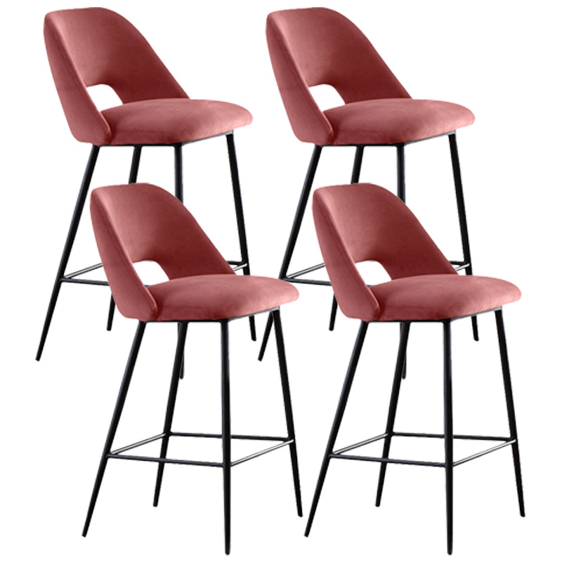 Contemporary Metal Upholstered Barstool Bristol Bar Stool with Low Back for Kitchen Pink Clearhalo 'Bar Furniture' 'Bar Stools' 'bar_stools' 'furn' 'furn_bar_stools' 'furniture_bar_stools' 'Kitchen & Dining Furniture' 'kitchen&dining_furn' 'kitchen' 'kitchen_furn' Furniture' 4471637