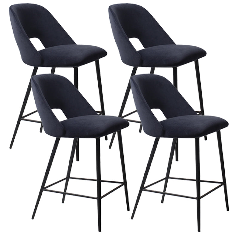 Contemporary Metal Upholstered Barstool Bristol Bar Stool with Low Back for Kitchen Navy 4 Piece Set Clearhalo 'Bar Furniture' 'Bar Stools' 'bar_stools' 'furn' 'furn_bar_stools' 'furniture_bar_stools' 'Kitchen & Dining Furniture' 'kitchen&dining_furn' 'kitchen' 'kitchen_furn' Furniture' 4471638
