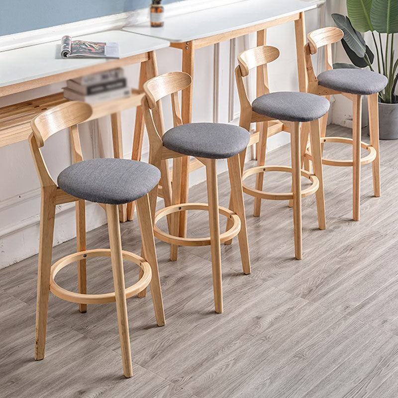 Contemporary Solid Wood Barstool Indoor Bar Stool with Low Back and Footrest Clearhalo 'Bar Furniture' 'Bar Stools' 'bar_stools' 'furn' 'furn_bar_stools' 'furniture_bar_stools' 'Kitchen & Dining Furniture' 'kitchen&dining_furn' 'kitchen' 'kitchen_furn' Furniture' 4471662