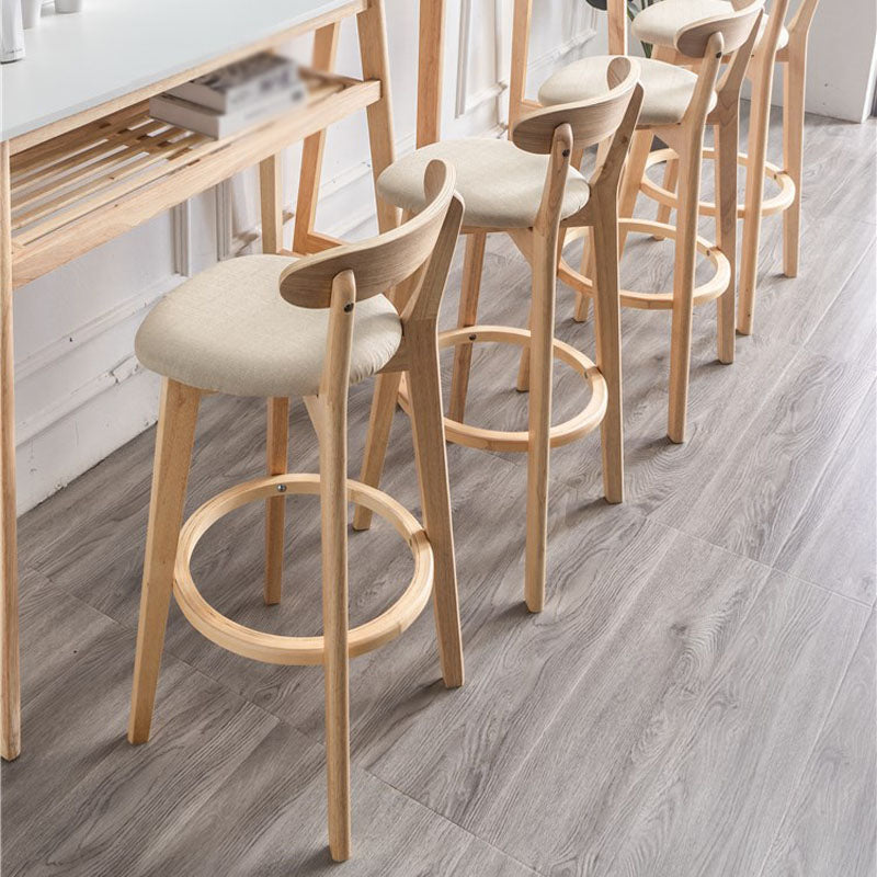 Contemporary Solid Wood Barstool Indoor Bar Stool with Low Back and Footrest Clearhalo 'Bar Furniture' 'Bar Stools' 'bar_stools' 'furn' 'furn_bar_stools' 'furniture_bar_stools' 'Kitchen & Dining Furniture' 'kitchen&dining_furn' 'kitchen' 'kitchen_furn' Furniture' 4471666