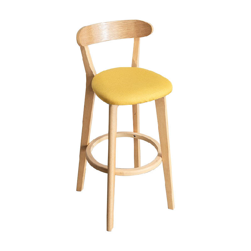Contemporary Solid Wood Barstool Indoor Bar Stool with Low Back and Footrest Yellow 1 Piece Clearhalo 'Bar Furniture' 'Bar Stools' 'bar_stools' 'furn' 'furn_bar_stools' 'furniture_bar_stools' 'Kitchen & Dining Furniture' 'kitchen&dining_furn' 'kitchen' 'kitchen_furn' Furniture' 4471667
