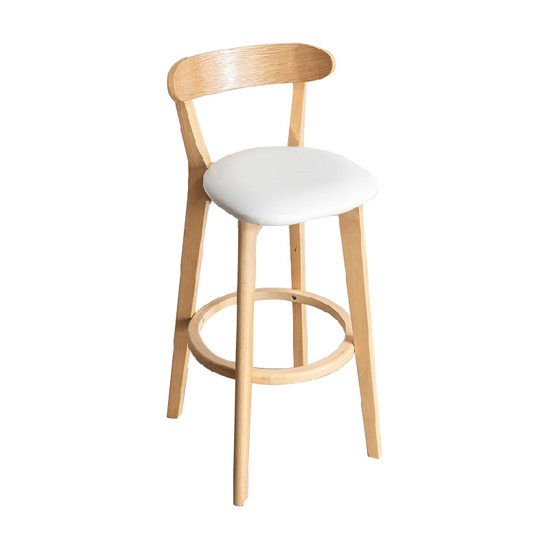 Contemporary Solid Wood Barstool Indoor Bar Stool with Low Back and Footrest White 1 Piece Clearhalo 'Bar Furniture' 'Bar Stools' 'bar_stools' 'furn' 'furn_bar_stools' 'furniture_bar_stools' 'Kitchen & Dining Furniture' 'kitchen&dining_furn' 'kitchen' 'kitchen_furn' Furniture' 4471674