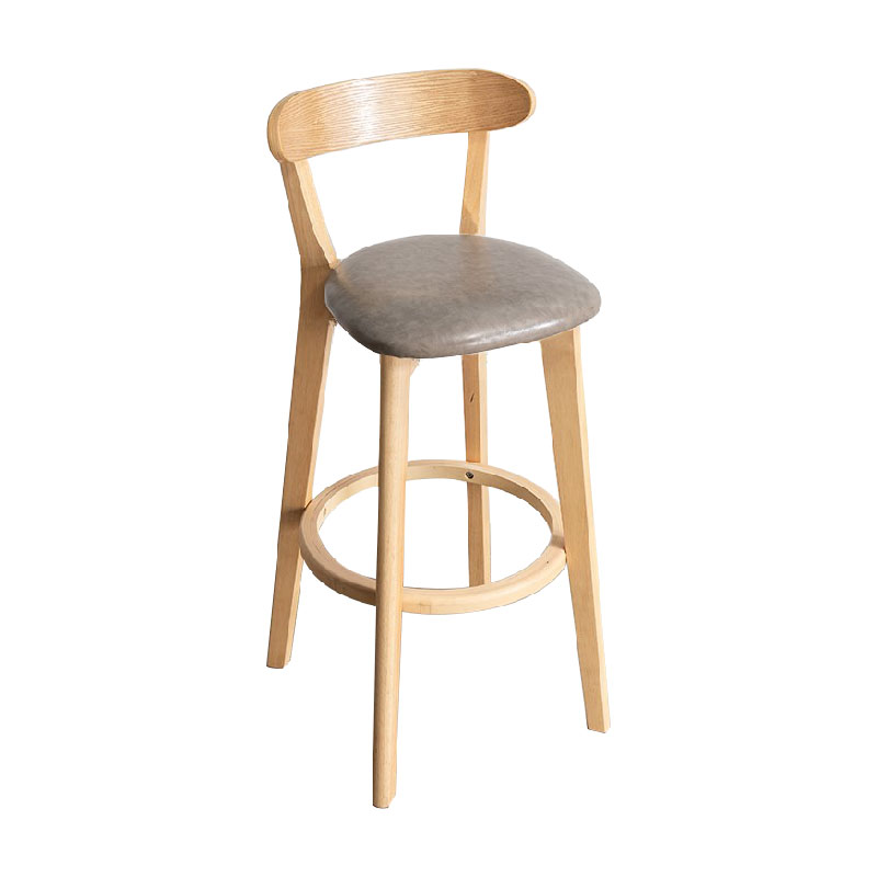 Contemporary Solid Wood Barstool Indoor Bar Stool with Low Back and Footrest Light Gray-White 1 Piece Clearhalo 'Bar Furniture' 'Bar Stools' 'bar_stools' 'furn' 'furn_bar_stools' 'furniture_bar_stools' 'Kitchen & Dining Furniture' 'kitchen&dining_furn' 'kitchen' 'kitchen_furn' Furniture' 4471676