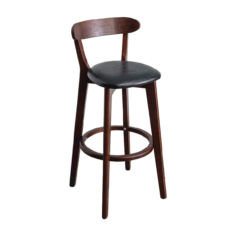 Contemporary Solid Wood Barstool Indoor Bar Stool with Low Back and Footrest Black 1 Piece Clearhalo 'Bar Furniture' 'Bar Stools' 'bar_stools' 'furn' 'furn_bar_stools' 'furniture_bar_stools' 'Kitchen & Dining Furniture' 'kitchen&dining_furn' 'kitchen' 'kitchen_furn' Furniture' 4471681
