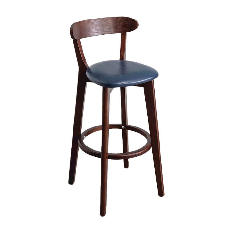 Contemporary Solid Wood Barstool Indoor Bar Stool with Low Back and Footrest Dark Blue-White 1 Piece Clearhalo 'Bar Furniture' 'Bar Stools' 'bar_stools' 'furn' 'furn_bar_stools' 'furniture_bar_stools' 'Kitchen & Dining Furniture' 'kitchen&dining_furn' 'kitchen' 'kitchen_furn' Furniture' 4471688