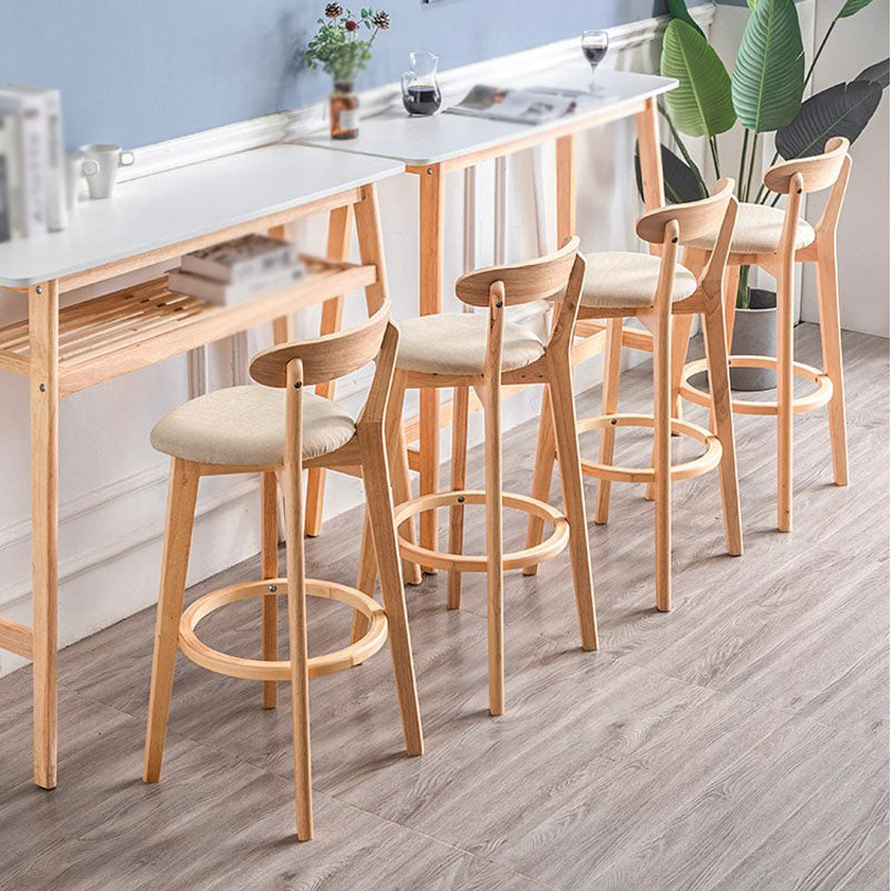 Contemporary Solid Wood Barstool Indoor Bar Stool with Low Back and Footrest Clearhalo 'Bar Furniture' 'Bar Stools' 'bar_stools' 'furn' 'furn_bar_stools' 'furniture_bar_stools' 'Kitchen & Dining Furniture' 'kitchen&dining_furn' 'kitchen' 'kitchen_furn' Furniture' 4471689