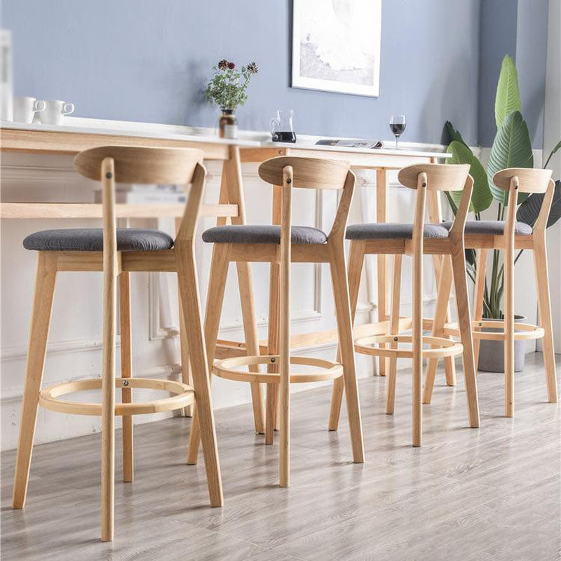Contemporary Solid Wood Barstool Indoor Bar Stool with Low Back and Footrest Clearhalo 'Bar Furniture' 'Bar Stools' 'bar_stools' 'furn' 'furn_bar_stools' 'furniture_bar_stools' 'Kitchen & Dining Furniture' 'kitchen&dining_furn' 'kitchen' 'kitchen_furn' Furniture' 4471690