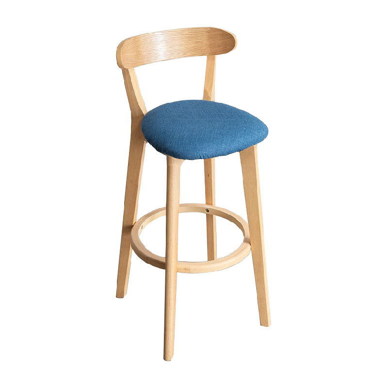 Contemporary Solid Wood Barstool Indoor Bar Stool with Low Back and Footrest Dark Blue 1 Piece Clearhalo 'Bar Furniture' 'Bar Stools' 'bar_stools' 'furn' 'furn_bar_stools' 'furniture_bar_stools' 'Kitchen & Dining Furniture' 'kitchen&dining_furn' 'kitchen' 'kitchen_furn' Furniture' 4471691