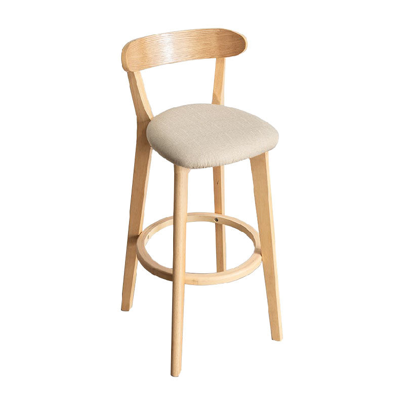 Contemporary Solid Wood Barstool Indoor Bar Stool with Low Back and Footrest Khaki 1 Piece Clearhalo 'Bar Furniture' 'Bar Stools' 'bar_stools' 'furn' 'furn_bar_stools' 'furniture_bar_stools' 'Kitchen & Dining Furniture' 'kitchen&dining_furn' 'kitchen' 'kitchen_furn' Furniture' 4471692