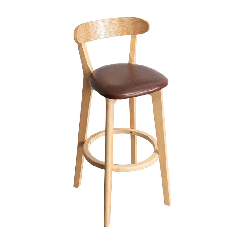Contemporary Solid Wood Barstool Indoor Bar Stool with Low Back and Footrest Brown 1 Piece Clearhalo 'Bar Furniture' 'Bar Stools' 'bar_stools' 'furn' 'furn_bar_stools' 'furniture_bar_stools' 'Kitchen & Dining Furniture' 'kitchen&dining_furn' 'kitchen' 'kitchen_furn' Furniture' 4471693