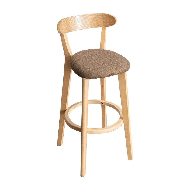 Contemporary Solid Wood Barstool Indoor Bar Stool with Low Back and Footrest Coffee 1 Piece Clearhalo 'Bar Furniture' 'Bar Stools' 'bar_stools' 'furn' 'furn_bar_stools' 'furniture_bar_stools' 'Kitchen & Dining Furniture' 'kitchen&dining_furn' 'kitchen' 'kitchen_furn' Furniture' 4471695