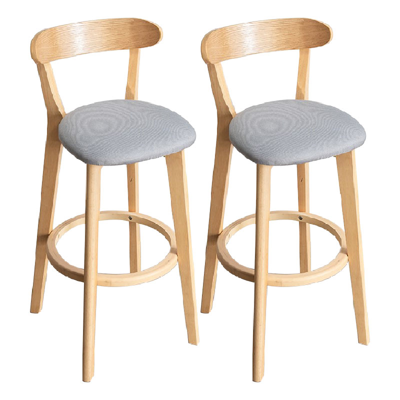 Contemporary Solid Wood Barstool Indoor Bar Stool with Low Back and Footrest Light Gray 2 Piece Set Clearhalo 'Bar Furniture' 'Bar Stools' 'bar_stools' 'furn' 'furn_bar_stools' 'furniture_bar_stools' 'Kitchen & Dining Furniture' 'kitchen&dining_furn' 'kitchen' 'kitchen_furn' Furniture' 4471697