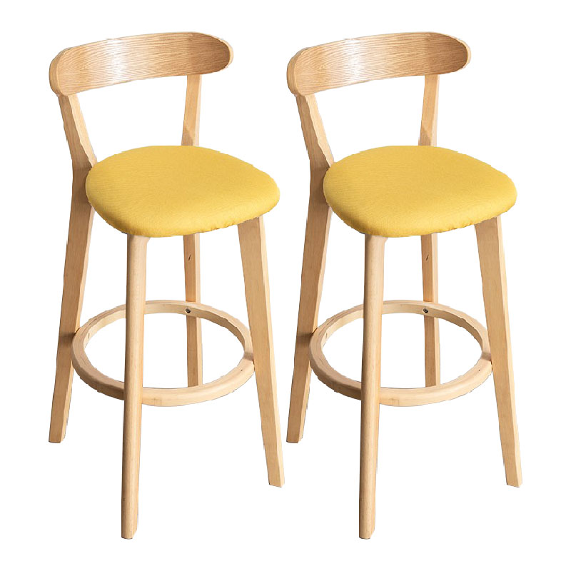 Contemporary Solid Wood Barstool Indoor Bar Stool with Low Back and Footrest Yellow 2 Piece Set Clearhalo 'Bar Furniture' 'Bar Stools' 'bar_stools' 'furn' 'furn_bar_stools' 'furniture_bar_stools' 'Kitchen & Dining Furniture' 'kitchen&dining_furn' 'kitchen' 'kitchen_furn' Furniture' 4471698