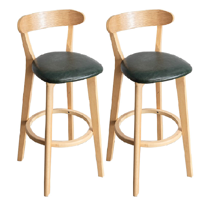 Contemporary Solid Wood Barstool Indoor Bar Stool with Low Back and Footrest Blackish Green 2 Piece Set Clearhalo 'Bar Furniture' 'Bar Stools' 'bar_stools' 'furn' 'furn_bar_stools' 'furniture_bar_stools' 'Kitchen & Dining Furniture' 'kitchen&dining_furn' 'kitchen' 'kitchen_furn' Furniture' 4471701