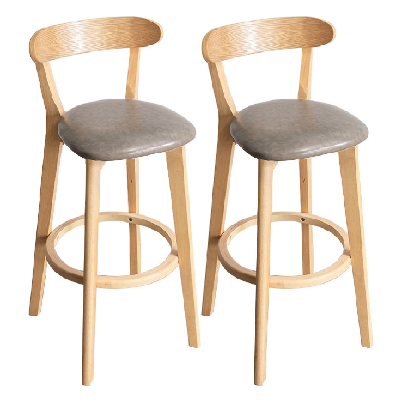 Contemporary Solid Wood Barstool Indoor Bar Stool with Low Back and Footrest Light Gray-White 2 Piece Set Clearhalo 'Bar Furniture' 'Bar Stools' 'bar_stools' 'furn' 'furn_bar_stools' 'furniture_bar_stools' 'Kitchen & Dining Furniture' 'kitchen&dining_furn' 'kitchen' 'kitchen_furn' Furniture' 4471703