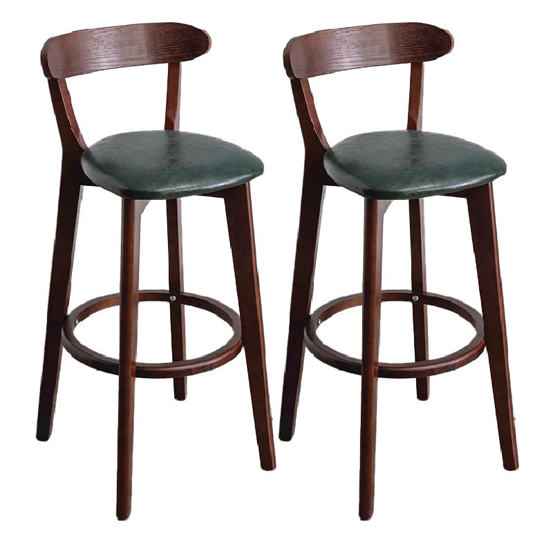Contemporary Solid Wood Barstool Indoor Bar Stool with Low Back and Footrest Olive Green 2 Piece Set Clearhalo 'Bar Furniture' 'Bar Stools' 'bar_stools' 'furn' 'furn_bar_stools' 'furniture_bar_stools' 'Kitchen & Dining Furniture' 'kitchen&dining_furn' 'kitchen' 'kitchen_furn' Furniture' 4471706