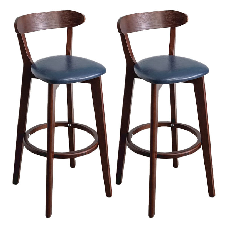 Contemporary Solid Wood Barstool Indoor Bar Stool with Low Back and Footrest Dark Blue-White 2 Piece Set Clearhalo 'Bar Furniture' 'Bar Stools' 'bar_stools' 'furn' 'furn_bar_stools' 'furniture_bar_stools' 'Kitchen & Dining Furniture' 'kitchen&dining_furn' 'kitchen' 'kitchen_furn' Furniture' 4471709