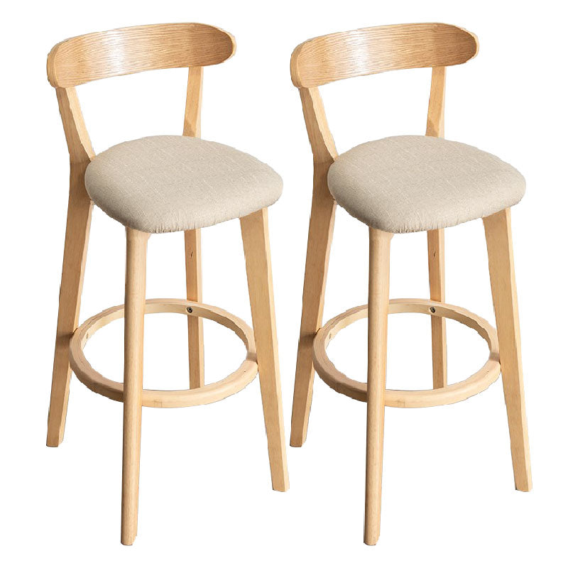 Contemporary Solid Wood Barstool Indoor Bar Stool with Low Back and Footrest Khaki 2 Piece Set Clearhalo 'Bar Furniture' 'Bar Stools' 'bar_stools' 'furn' 'furn_bar_stools' 'furniture_bar_stools' 'Kitchen & Dining Furniture' 'kitchen&dining_furn' 'kitchen' 'kitchen_furn' Furniture' 4471711
