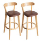Contemporary Solid Wood Barstool Indoor Bar Stool with Low Back and Footrest Brown 2 Piece Set Clearhalo 'Bar Furniture' 'Bar Stools' 'bar_stools' 'furn' 'furn_bar_stools' 'furniture_bar_stools' 'Kitchen & Dining Furniture' 'kitchen&dining_furn' 'kitchen' 'kitchen_furn' Furniture' 4471712