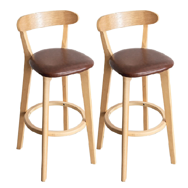 Contemporary Solid Wood Barstool Indoor Bar Stool with Low Back and Footrest Brown 2 Piece Set Clearhalo 'Bar Furniture' 'Bar Stools' 'bar_stools' 'furn' 'furn_bar_stools' 'furniture_bar_stools' 'Kitchen & Dining Furniture' 'kitchen&dining_furn' 'kitchen' 'kitchen_furn' Furniture' 4471712