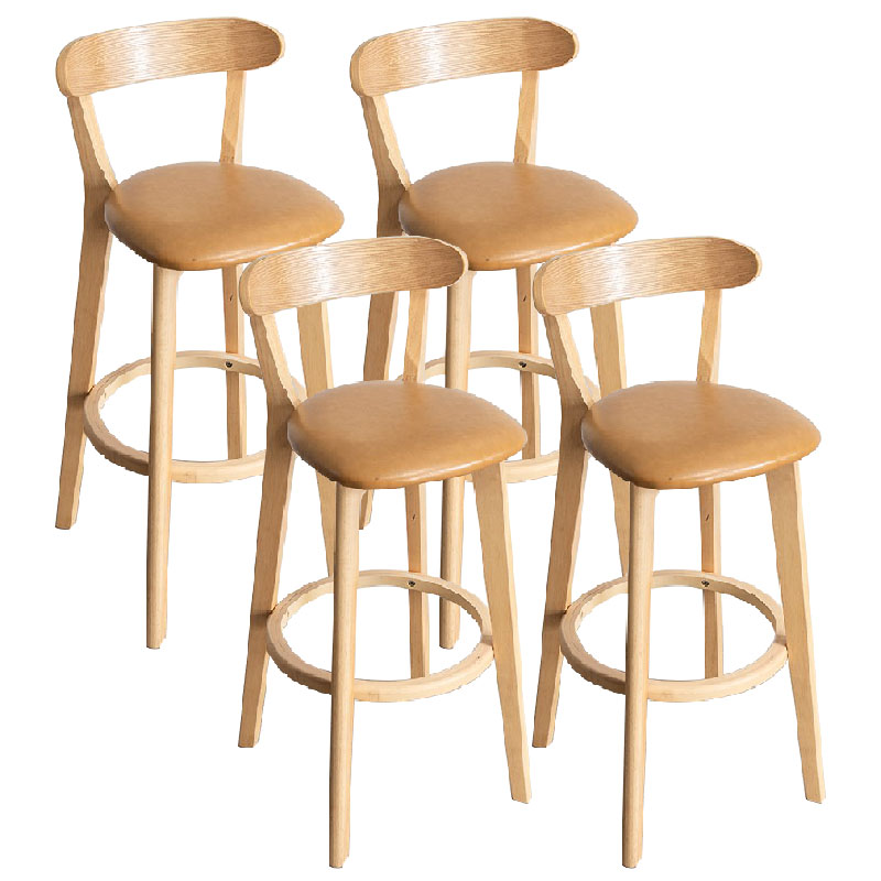 Contemporary Solid Wood Barstool Indoor Bar Stool with Low Back and Footrest Ginger 4 Piece Set Clearhalo 'Bar Furniture' 'Bar Stools' 'bar_stools' 'furn' 'furn_bar_stools' 'furniture_bar_stools' 'Kitchen & Dining Furniture' 'kitchen&dining_furn' 'kitchen' 'kitchen_furn' Furniture' 4471715