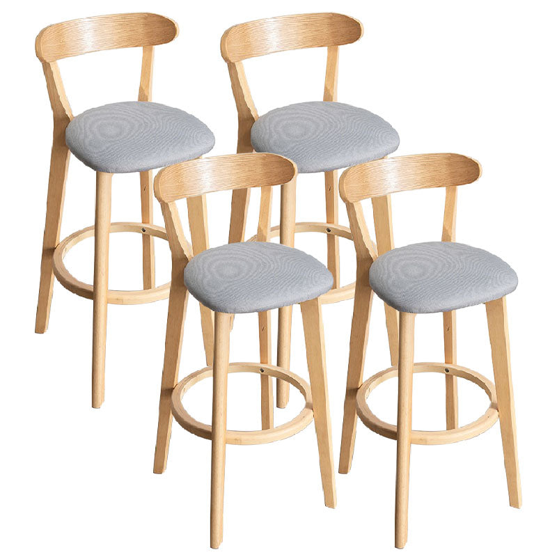 Contemporary Solid Wood Barstool Indoor Bar Stool with Low Back and Footrest Light Gray 4 Piece Set Clearhalo 'Bar Furniture' 'Bar Stools' 'bar_stools' 'furn' 'furn_bar_stools' 'furniture_bar_stools' 'Kitchen & Dining Furniture' 'kitchen&dining_furn' 'kitchen' 'kitchen_furn' Furniture' 4471716