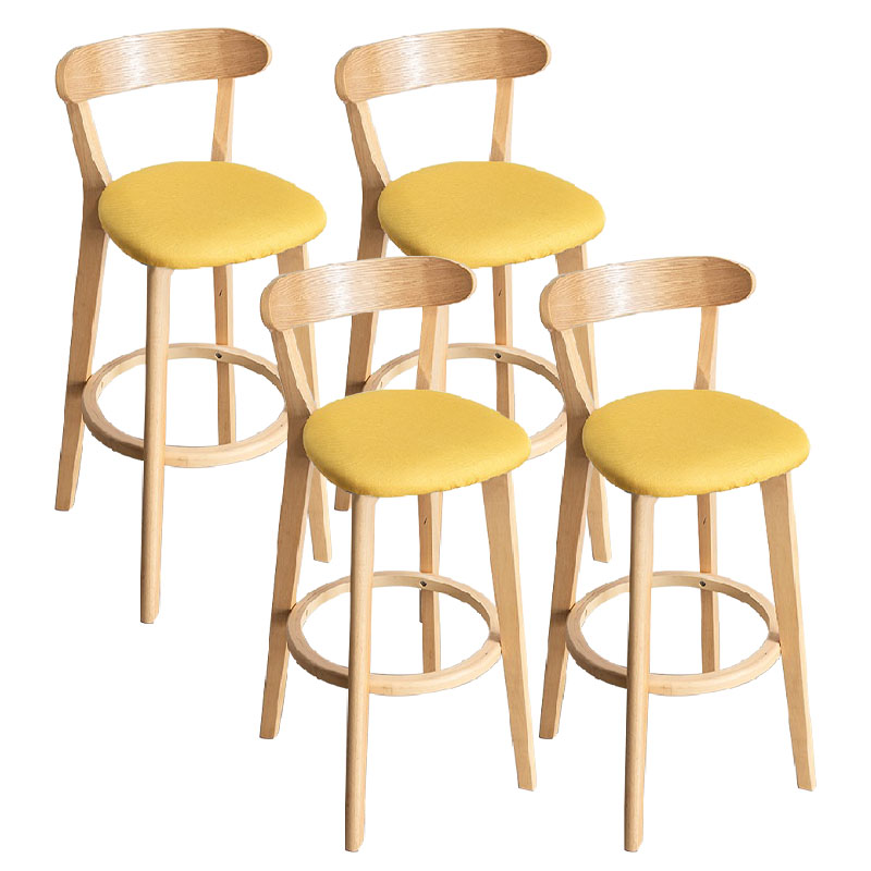Contemporary Solid Wood Barstool Indoor Bar Stool with Low Back and Footrest Yellow 4 Piece Set Clearhalo 'Bar Furniture' 'Bar Stools' 'bar_stools' 'furn' 'furn_bar_stools' 'furniture_bar_stools' 'Kitchen & Dining Furniture' 'kitchen&dining_furn' 'kitchen' 'kitchen_furn' Furniture' 4471717