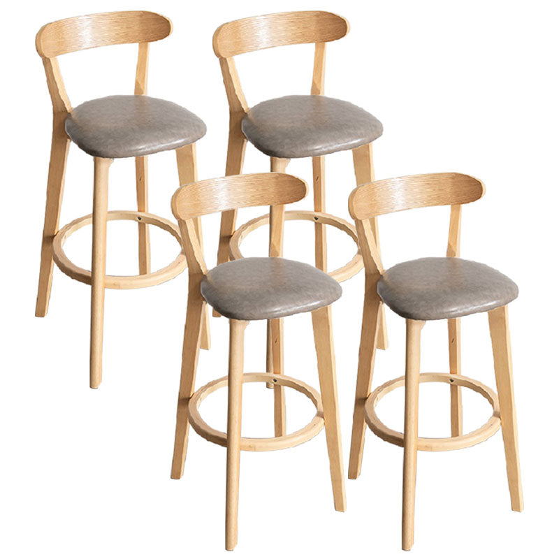 Contemporary Solid Wood Barstool Indoor Bar Stool with Low Back and Footrest Light Gray-White 4 Piece Set Clearhalo 'Bar Furniture' 'Bar Stools' 'bar_stools' 'furn' 'furn_bar_stools' 'furniture_bar_stools' 'Kitchen & Dining Furniture' 'kitchen&dining_furn' 'kitchen' 'kitchen_furn' Furniture' 4471722