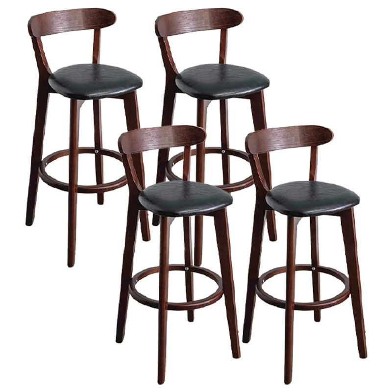 Contemporary Solid Wood Barstool Indoor Bar Stool with Low Back and Footrest Black 4 Piece Set Clearhalo 'Bar Furniture' 'Bar Stools' 'bar_stools' 'furn' 'furn_bar_stools' 'furniture_bar_stools' 'Kitchen & Dining Furniture' 'kitchen&dining_furn' 'kitchen' 'kitchen_furn' Furniture' 4471724