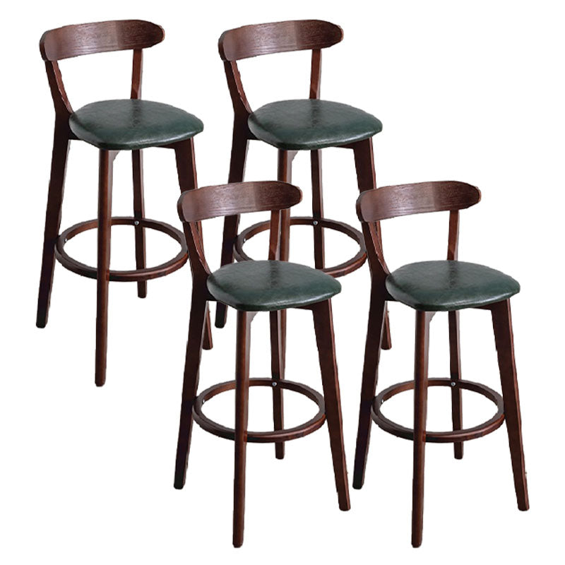 Contemporary Solid Wood Barstool Indoor Bar Stool with Low Back and Footrest Olive Green 4 Piece Set Clearhalo 'Bar Furniture' 'Bar Stools' 'bar_stools' 'furn' 'furn_bar_stools' 'furniture_bar_stools' 'Kitchen & Dining Furniture' 'kitchen&dining_furn' 'kitchen' 'kitchen_furn' Furniture' 4471725