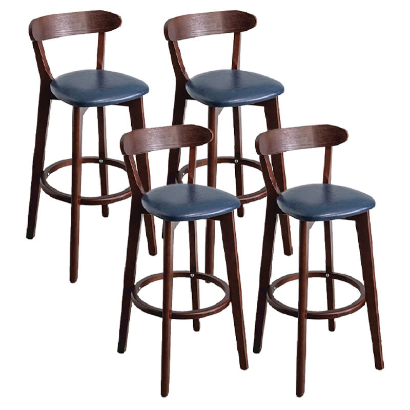 Contemporary Solid Wood Barstool Indoor Bar Stool with Low Back and Footrest Dark Blue-White 4 Piece Set Clearhalo 'Bar Furniture' 'Bar Stools' 'bar_stools' 'furn' 'furn_bar_stools' 'furniture_bar_stools' 'Kitchen & Dining Furniture' 'kitchen&dining_furn' 'kitchen' 'kitchen_furn' Furniture' 4471728