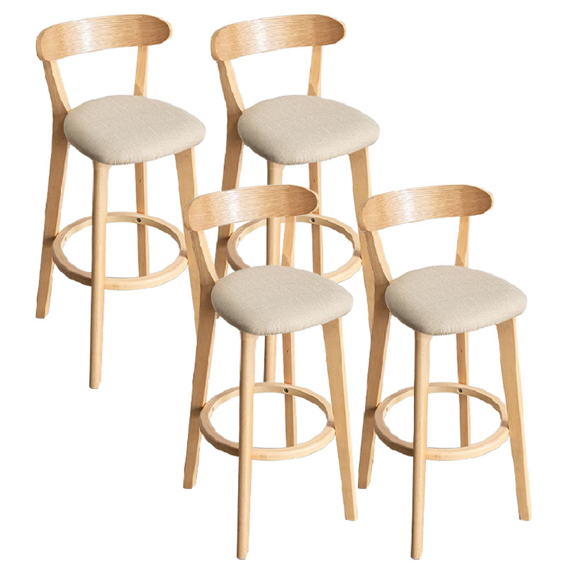 Contemporary Solid Wood Barstool Indoor Bar Stool with Low Back and Footrest Khaki 4 Piece Set Clearhalo 'Bar Furniture' 'Bar Stools' 'bar_stools' 'furn' 'furn_bar_stools' 'furniture_bar_stools' 'Kitchen & Dining Furniture' 'kitchen&dining_furn' 'kitchen' 'kitchen_furn' Furniture' 4471730