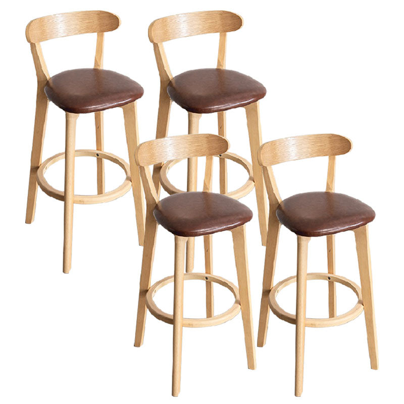Contemporary Solid Wood Barstool Indoor Bar Stool with Low Back and Footrest Brown 4 Piece Set Clearhalo 'Bar Furniture' 'Bar Stools' 'bar_stools' 'furn' 'furn_bar_stools' 'furniture_bar_stools' 'Kitchen & Dining Furniture' 'kitchen&dining_furn' 'kitchen' 'kitchen_furn' Furniture' 4471731