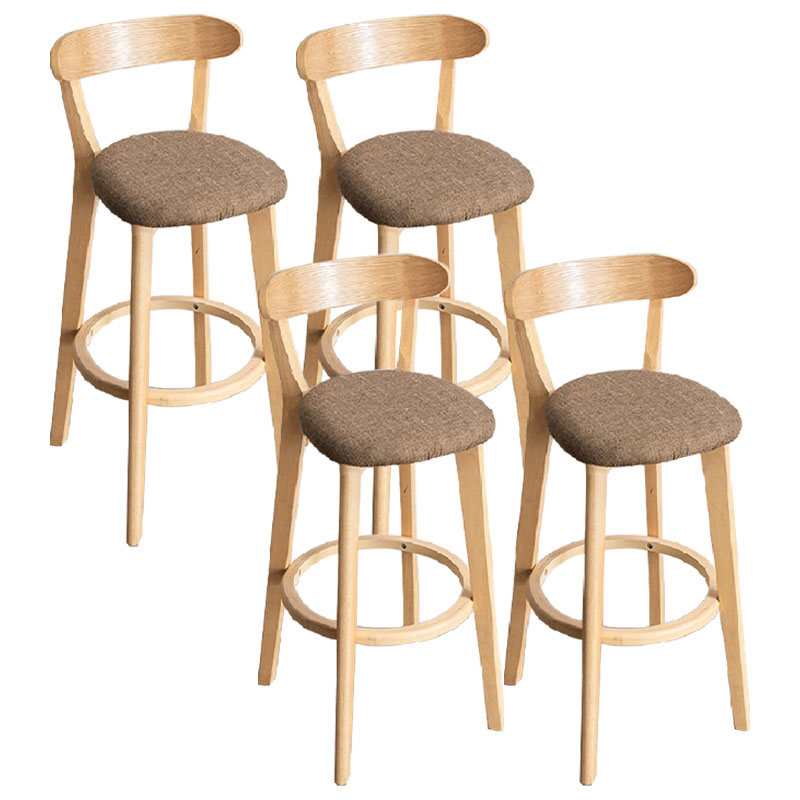 Contemporary Solid Wood Barstool Indoor Bar Stool with Low Back and Footrest Coffee 4 Piece Set Clearhalo 'Bar Furniture' 'Bar Stools' 'bar_stools' 'furn' 'furn_bar_stools' 'furniture_bar_stools' 'Kitchen & Dining Furniture' 'kitchen&dining_furn' 'kitchen' 'kitchen_furn' Furniture' 4471733