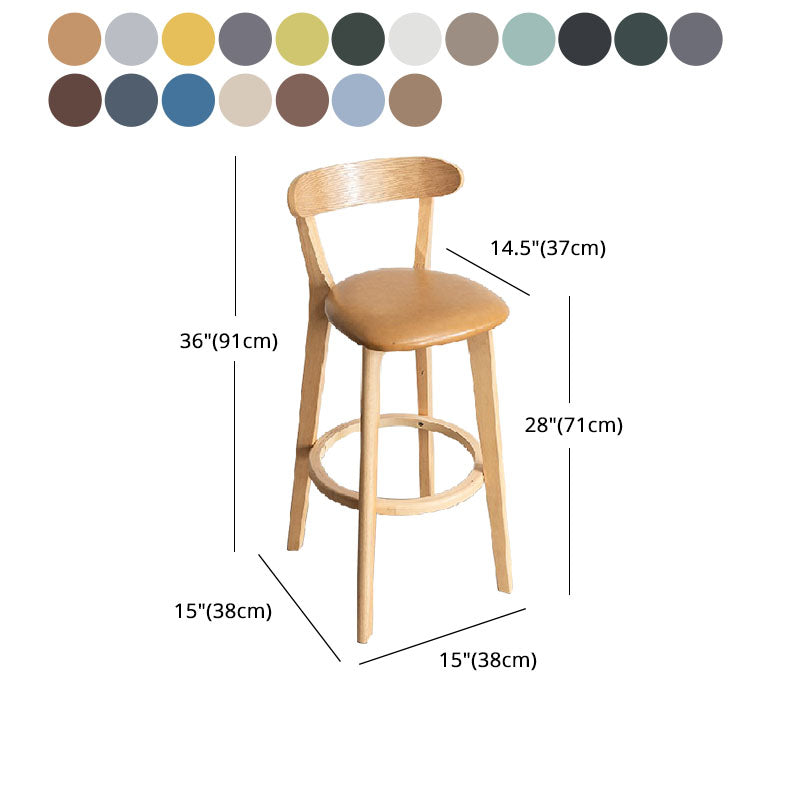 Contemporary Solid Wood Barstool Indoor Bar Stool with Low Back and Footrest Clearhalo 'Bar Furniture' 'Bar Stools' 'bar_stools' 'furn' 'furn_bar_stools' 'furniture_bar_stools' 'Kitchen & Dining Furniture' 'kitchen&dining_furn' 'kitchen' 'kitchen_furn' Furniture' 4471734