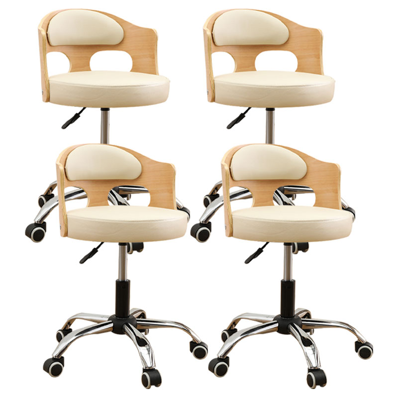 Industrial Style Bar-stool Round Seat with Adjustable Height Barstool for Kitchen Off-White 4 Piece Set Clearhalo 'Bar Furniture' 'Bar Stools' 'bar_stools' 'furn' 'furn_bar_stools' 'furniture_bar_stools' 'Kitchen & Dining Furniture' 'kitchen&dining_furn' 'kitchen' 'kitchen_furn' Furniture' 4471776