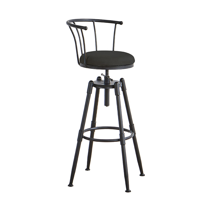 Industrial Style Bar-stool Metal 4 Legs Round Seat Barstool for Kitchen Bar Black 1 Piece Clearhalo 'Bar Furniture' 'Bar Stools' 'bar_stools' 'furn' 'furn_bar_stools' 'furniture_bar_stools' 'Kitchen & Dining Furniture' 'kitchen&dining_furn' 'kitchen' 'kitchen_furn' Furniture' 4471786