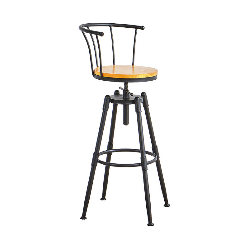 Industrial Style Bar-stool Metal 4 Legs Round Seat Barstool for Kitchen Bar Light Wood 1 Piece Clearhalo 'Bar Furniture' 'Bar Stools' 'bar_stools' 'furn' 'furn_bar_stools' 'furniture_bar_stools' 'Kitchen & Dining Furniture' 'kitchen&dining_furn' 'kitchen' 'kitchen_furn' Furniture' 4471787