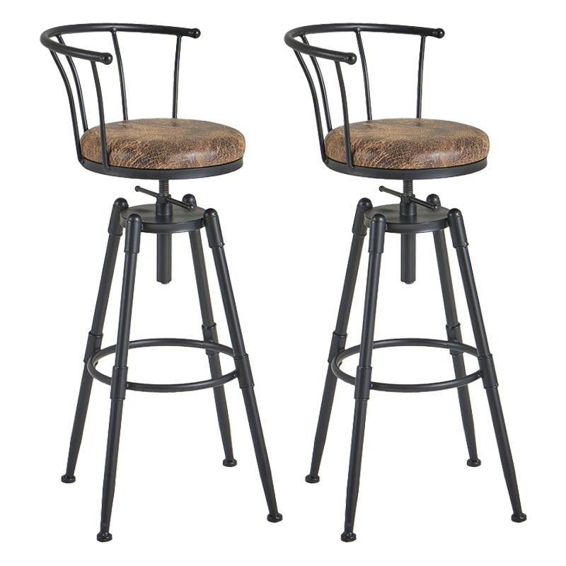 Industrial Style Bar-stool Metal 4 Legs Round Seat Barstool for Kitchen Bar Brown 2 Piece Set Clearhalo 'Bar Furniture' 'Bar Stools' 'bar_stools' 'furn' 'furn_bar_stools' 'furniture_bar_stools' 'Kitchen & Dining Furniture' 'kitchen&dining_furn' 'kitchen' 'kitchen_furn' Furniture' 4471789