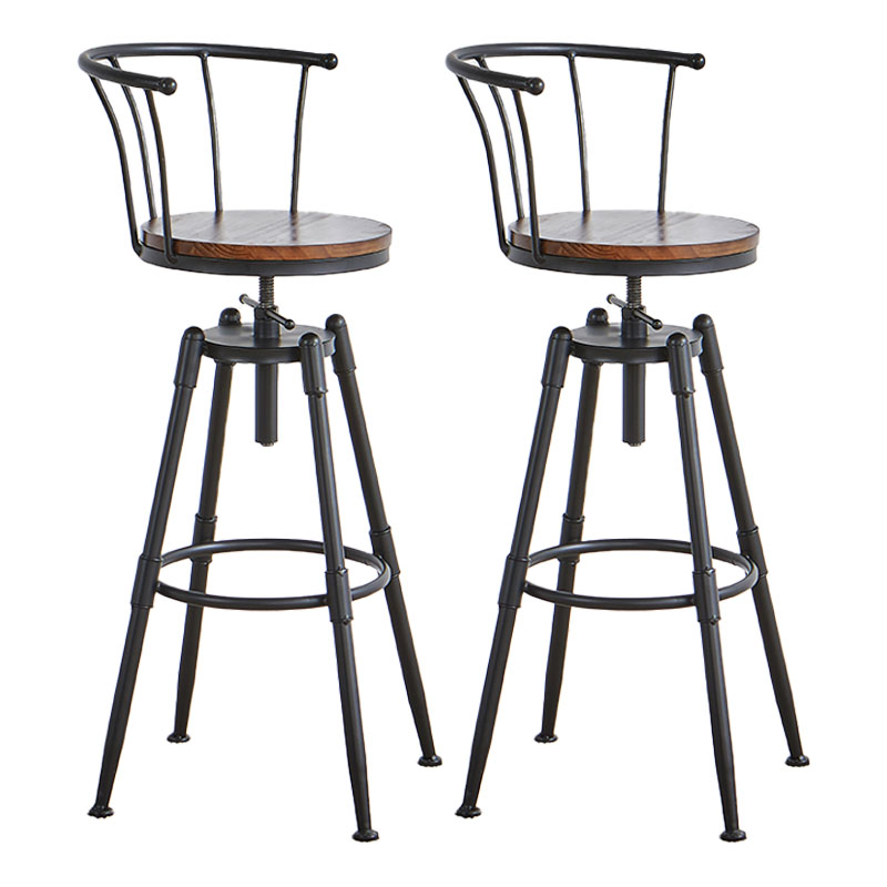 Industrial Style Bar-stool Metal 4 Legs Round Seat Barstool for Kitchen Bar Natural 2 Piece Set Clearhalo 'Bar Furniture' 'Bar Stools' 'bar_stools' 'furn' 'furn_bar_stools' 'furniture_bar_stools' 'Kitchen & Dining Furniture' 'kitchen&dining_furn' 'kitchen' 'kitchen_furn' Furniture' 4471791