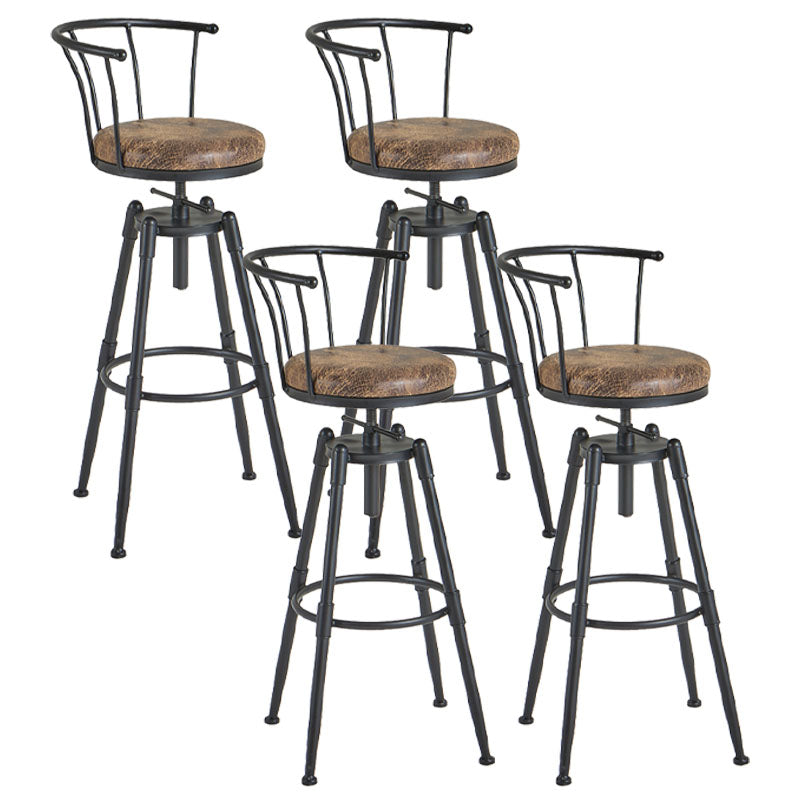 Industrial Style Bar-stool Metal 4 Legs Round Seat Barstool for Kitchen Bar Brown 4 Piece Set Clearhalo 'Bar Furniture' 'Bar Stools' 'bar_stools' 'furn' 'furn_bar_stools' 'furniture_bar_stools' 'Kitchen & Dining Furniture' 'kitchen&dining_furn' 'kitchen' 'kitchen_furn' Furniture' 4471797